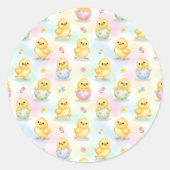 Cute Baby Chick Watercolor Easter ラウンドシール (正面)