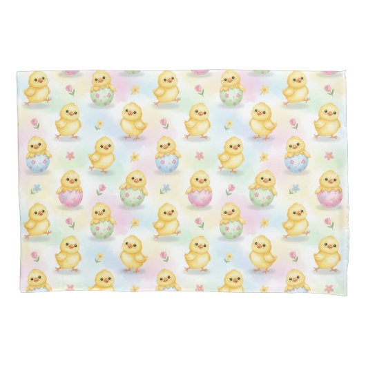 Cute Baby Chick Watercolor Easter  枕カバー (正面)