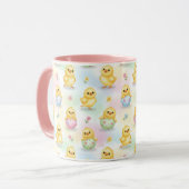 Cute Baby Chick Watercolor Easter Pattern マグカップ (正面左)