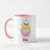 Cute Baby Chick Watercolor Easter Personalize Name マグカップ (左)