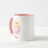 Cute Baby Chick Watercolor Easter Personalize Name マグカップ (正面左)