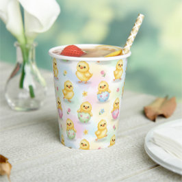 Cute Baby Chick Watercolor Easter Pink Pattern 紙コップ