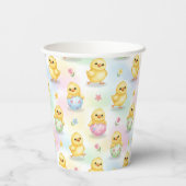 Cute Baby Chick Watercolor Easter Pink Pattern 紙コップ (裏面)