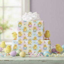 Cute Baby Chick Watercolor Easter Wrapping Paper ラッピングペーパー