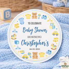 Cute Baby Clothes & Toys Boy Baby Shower ラウンドシール