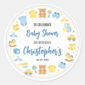Cute Baby Clothes & Toys Boy Baby Shower ラウンドシール (正面)