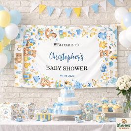 Cute Baby Clothes & Toys Boy Baby Shower 横断幕