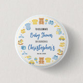 Cute Baby Clothes & Toys Boy Baby Shower 缶バッジ (正面)