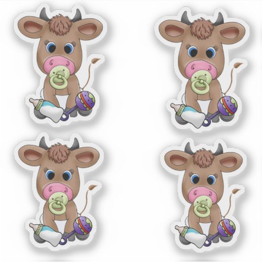 cute baby cow シール (正面)