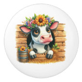 Cute baby cow Nursery girls セラミックノブ (正面)