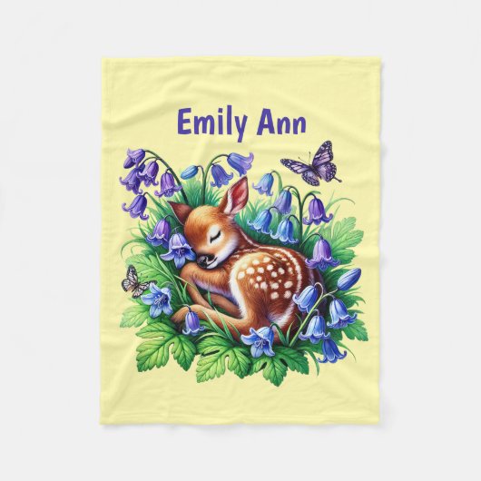 Cute baby deer add name ` フリースブランケット (正面)