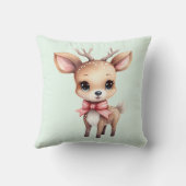  Cute Baby Deer Cartoon Illustration クッション (裏面)