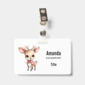 Cute Baby Deer Cartoon Illustration バッジ (裏面 （クリップ付）)