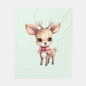 Cute Baby Deer Cartoon Illustration フリースブランケット (正面)