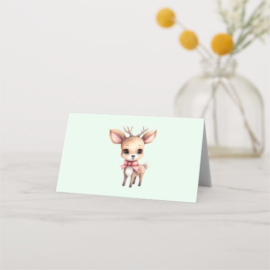 Cute Baby Deer Cartoon Illustration プレイスカード (正面)