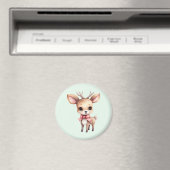 Cute Baby Deer Cartoon Illustration マグネット (インサイチュ (食洗機))