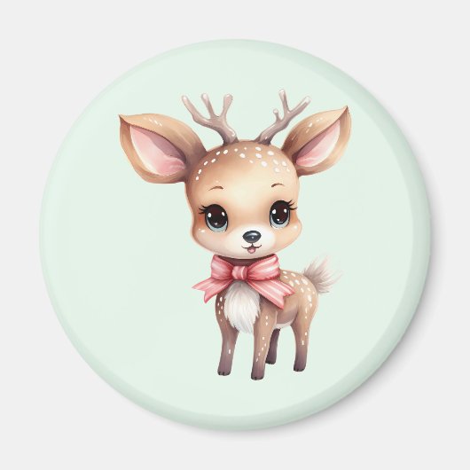 Cute Baby Deer Cartoon Illustration マグネット (正面)