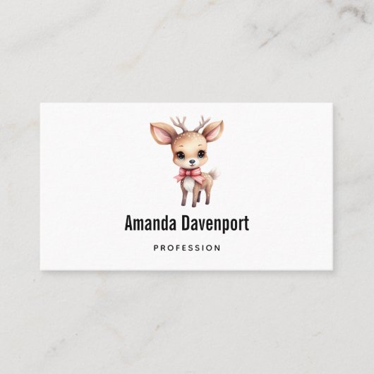 Cute Baby Deer Cartoon Illustration 名刺 (正面)