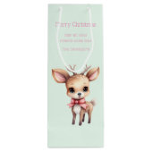 Cute Baby Deer Cartoon Illustration Christmas ワインギフトバッグ (裏面)