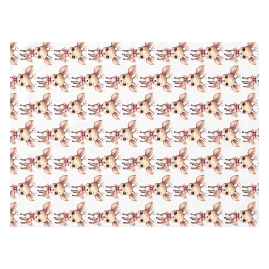 Cute Baby Deer Cartoon Illustration Pattern テーブルクロス (正面(横))
