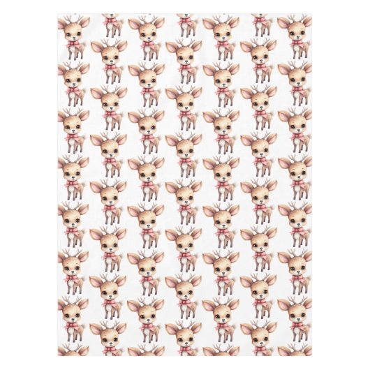 Cute Baby Deer Cartoon Illustration Pattern テーブルクロス (正面)