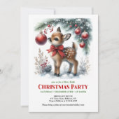 Cute baby deer Christmas kids invitation editable  招待状 (正面)