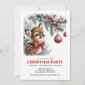 Cute baby deer Christmas kids invitation printable 招待状 (正面)
