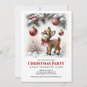 Cute baby deer Christmas kids invite editable card 招待状 (正面)