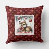 Cute Baby Deer Snowy Forest Kids Gift Christmas  クッション (裏面)