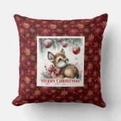 Cute Baby Deer Snowy Forest Kids Gift Christmas  クッション (正面)