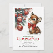 Cute baby deer watercolor Christmas invitation  招待状 (正面)