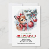 Cute baby deer watercolor Christmas kids invites 招待状 (正面)