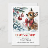Cute baby deer winter scene Christmas party invite 招待状 (正面)