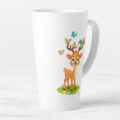Cute Baby Deer with Butterflies-47568 カフェラテマグ (右アングル)