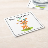 Cute Baby Deer with Butterflies-47568 スクエアペーパーコースター (アングル)