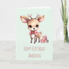 Cute Baby Deer with Gifts Birthday カード