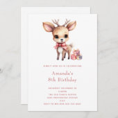 Cute Baby Deer with Presents Birthday 招待状 (正面/裏面)