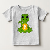 Cute Baby Dinosaur Bitcoin Crypto Graphic Toddler  ベビーTシャツ (正面)