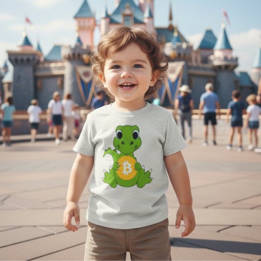 Cute Baby Dinosaur Bitcoin Crypto Graphic Toddler  ベビーTシャツ