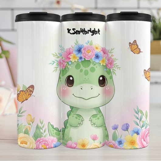 Cute Baby Dinosaur Flower Crown タンブラー