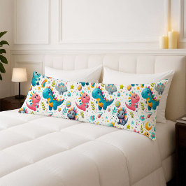 Cute Baby Dinosaur Teal Dino Body Pillow Cover ボディピロー