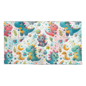 Cute Baby Dinosaur Teal Nursery Dino Pillowcase 枕カバー (裏面-左)