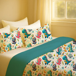 Cute Baby Dinosaur Teal Nursery Dino Pillowcase 枕カバー