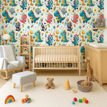 Cute Baby Dinosaur Teal Nursery Dino Wallpaper