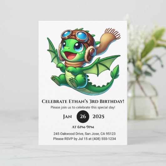 Cute Baby Dragon Birthday 招待状 (スタンド正面)