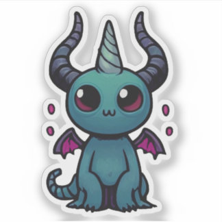 Cute Baby Dragon Demon - Kawaii Fantasy シール
