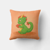 Cute Baby Dragon Holding Cup on Orange クッション (裏面)