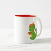 Cute Baby Dragon Holding Cup Two-Tone Mug ツートーンマグカップ (正面右)