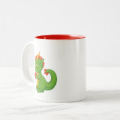 Cute Baby Dragon Holding Cup Two-Tone Mug ツートーンマグカップ (正面左)