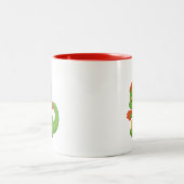 Cute Baby Dragon Holding Cup Two-Tone Mug ツートーンマグカップ (中央)